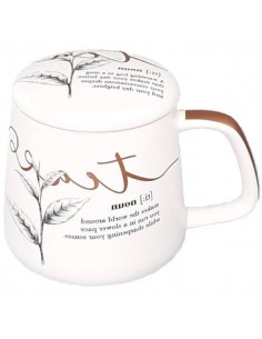 Taza Iva de porcelana 400ml con filtro de acero inoxidable y tapa ChaCult para té e infusiones.