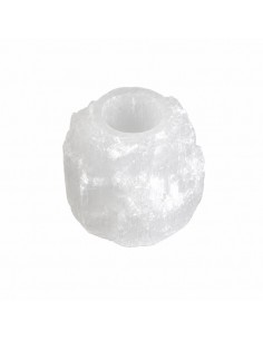 Portavelas de selenita natural para vela tipo tealight.