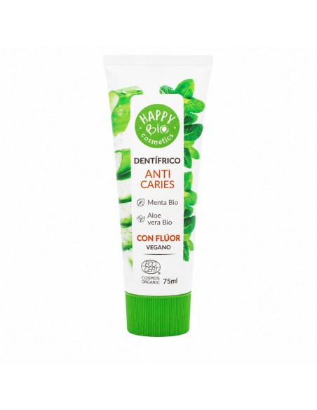 Dentífrico Anticaries Menta Aloe con Flúor 75ml Happy Bio