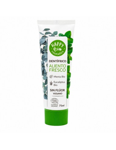 Dentífrico Aliento Fresco Menta y Eucaliptus Sin Flúor 75ml Happy Bio