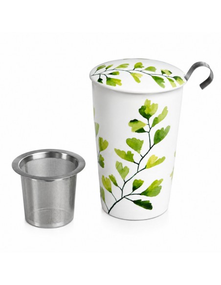 Taza Trees Ginkgo de porcelana 350ml con filtro y tapa Teaeve