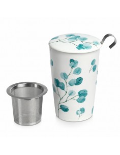 Taza Trees Eucalyptus de porcelana 350ml con filtro y tapa Teaeve