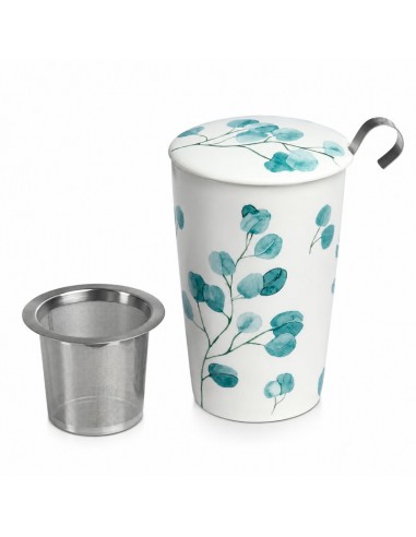 Taza Trees Eucalyptus de porcelana 350ml con filtro y tapa Teaeve