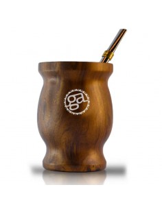 Mate clásico color madera Gusto Argentino con bombillas