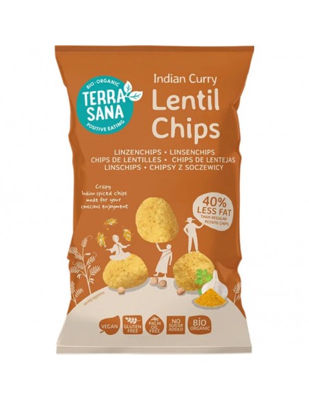 Chips de lentejas con curry hindú Bio 75g Terrasana