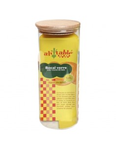 Bote de cristal con tapa de madera 1,4L AH Table