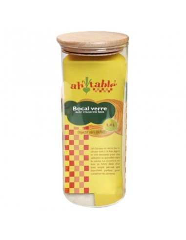 Bote de cristal con tapa de madera 1,4L AH Table