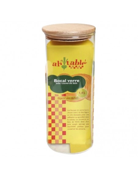 Bote de cristal con tapa de madera 1,4L AH Table