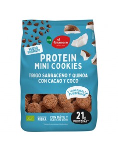 Mini cookies protein cacao y coco Bio 130g El Granero Integral