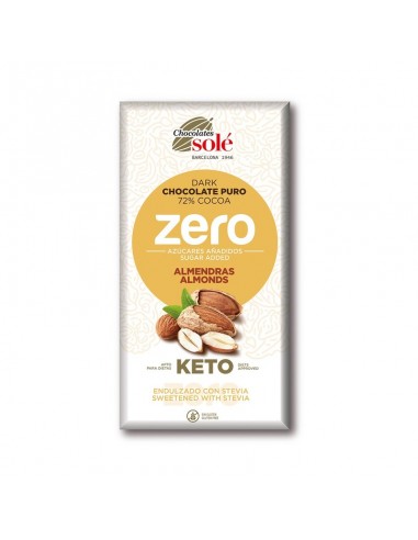 Chocolate bitter 72% cacao con almendras y stevia 100g Chocolates Solé