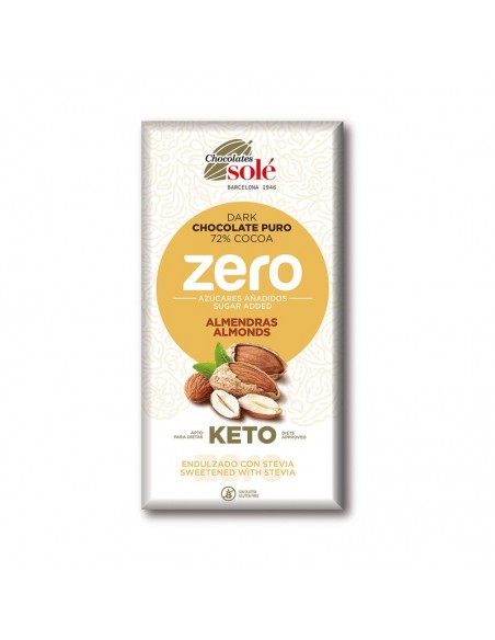 Chocolate bitter 72% cacao con almendras y stevia 100g Chocolates Solé