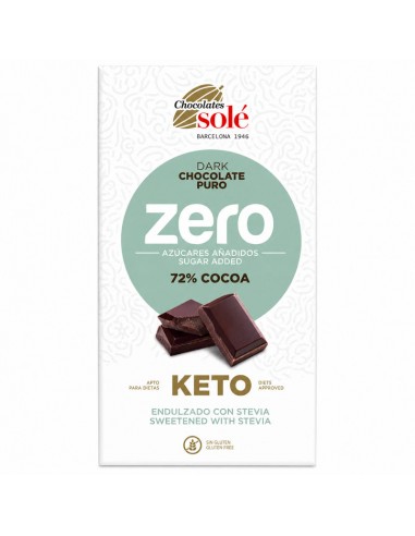 Chocolate bitter 72% cacao con stevia 100g Chocolates Solé en envase original
