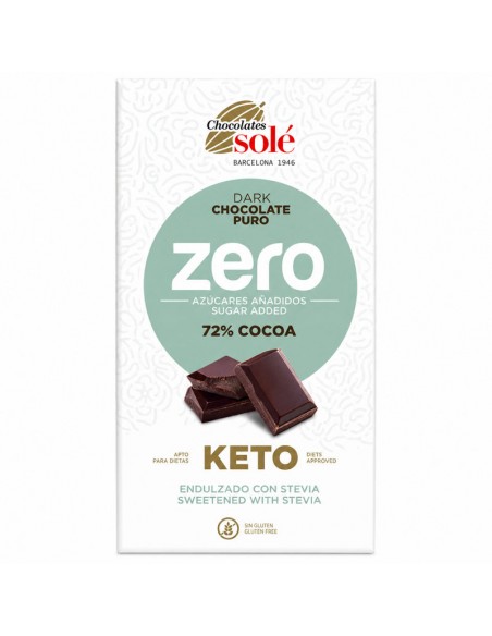 Chocolate bitter 72% cacao con stevia 100g Chocolates Solé en envase original