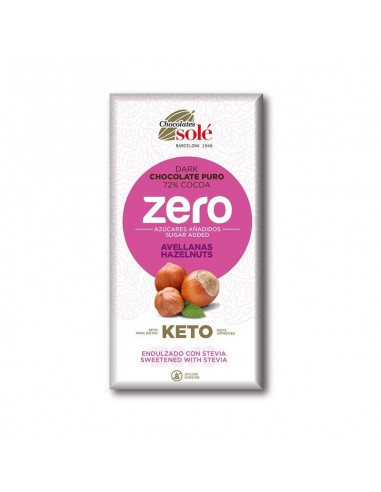 Chocolate bitter 72% cacao con avellanas y stevia 100g Chocolates Solé en envase original