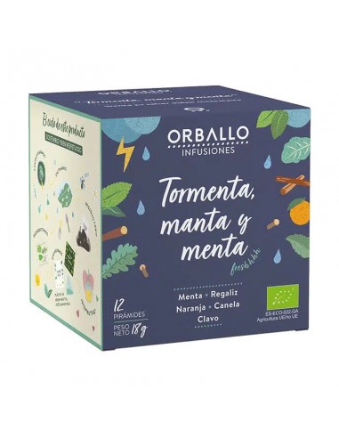Infusión Tormenta, manta y menta Bio 12 bolsitas Orballo