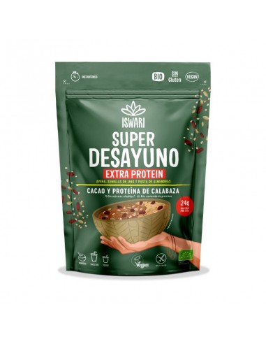 Súper desayuno extra protein cacao y proteína de calabaza Bio 360g Iswari