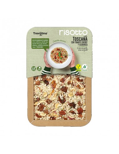 Preparado vegetal para risotto con tomate cherry, albahaca, avellanas, cebolla roja, tomate, ajo y cebollino. Sin sal añadida y