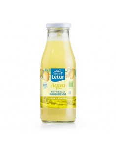 Refresco probiótico ecológico sin gas, fermentado con cultivos vivos de kéfir y elaborado con zumo de limón y jengibre.