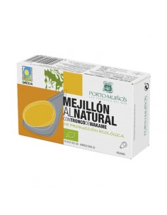 Mejillón al natural con tronco de wakame Bio 90g Porto Muiños