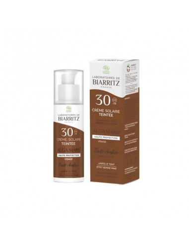 Crema solar facial color ámbar SPF30 Bio 50ml Biarritz