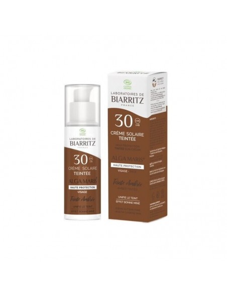 Crema solar facial color ámbar SPF30 Bio 50ml Biarritz