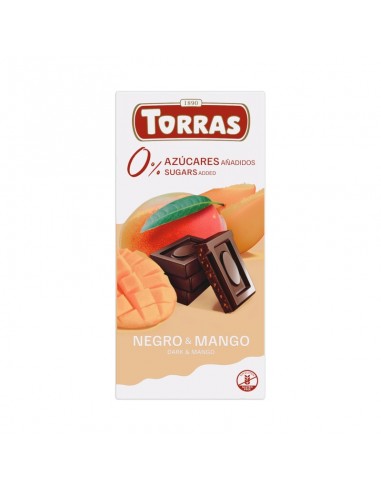 Chocolate negro con mango sin azúcar 75g Torras