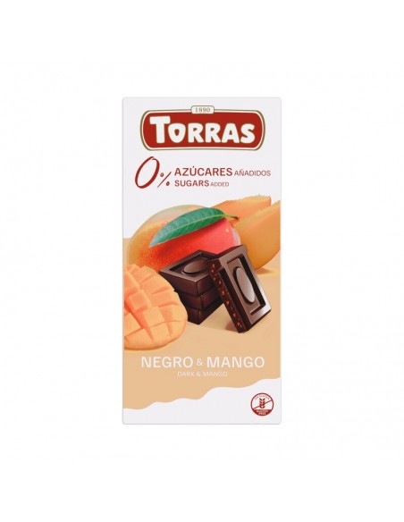 Chocolate negro con mango sin azúcar 75g Torras