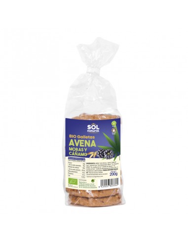 Galletas de avena, moras y cáñamo Bio 200g Sol Natural
