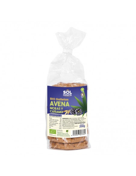 Galletas de avena, moras y cáñamo Bio 200g Sol Natural