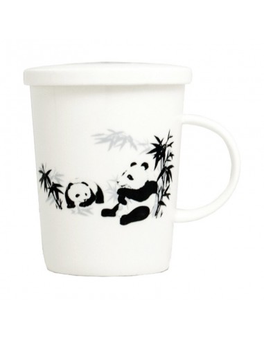 Taza Panda de porcelana con filtro y tapa de 300 ml