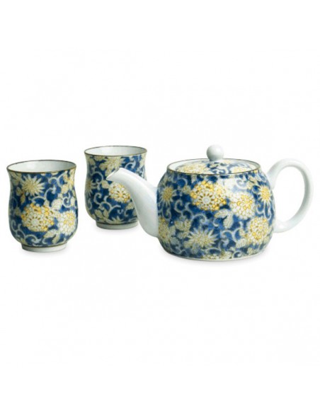 Set Kaito de porcelana japonesa con tetera y dos vasos Cha Cult
