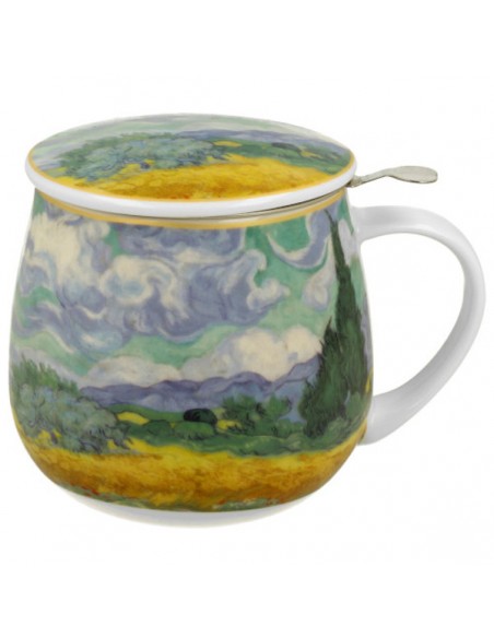 Taza Wheat de porcelana con filtro y tapa 400ml Cha Cult