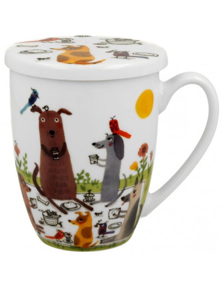 Taza Picnic DUO de porcelana con filtro de acero inoxidable y tapa de 350 ml
