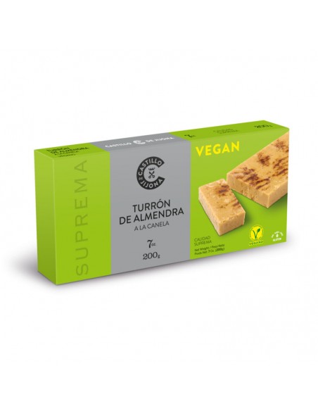 Turrón de almendra a la canela vegano 200g Castillo de Jijona
