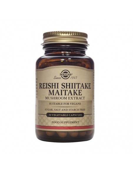 Reishi shiitake maitake 50 cápsulas vegetales Solgar
