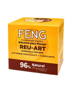 Tarro cerrado de bálsamo Reu-Art de artemisa y cúrcuma 50ml Feng sobre fondo blanco