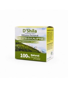 Tarro cerrado de bálsamo pectoral Respir-Eucalipto 50ml D'Shila sobre fondo blanco