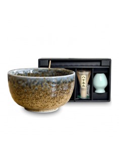 Set Ki de cerámica japonesa para matcha 500ml con cuenco, cucharita, batidor y soporte