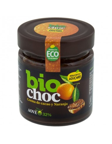 Crema de cacao y naranja reducida en azúcares Bio 200g Biochoc