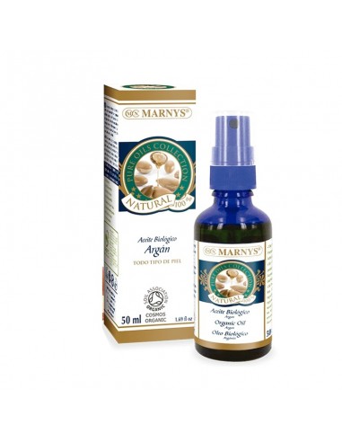Aceite de argán Bio 50ml Marnys con botella pulverizadora y caja