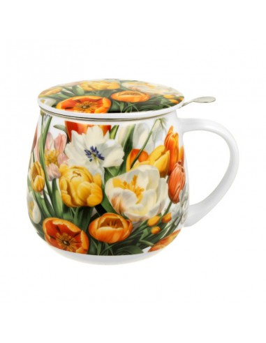 Taza Tulips porcelana 400ml con filtro y tapa DUO