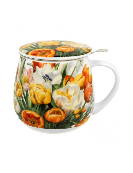 Taza Tulips porcelana 400ml con filtro y tapa DUO
