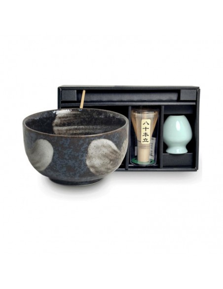 Set Ansen cerámica japonesa para matcha 500ml EDO Japan