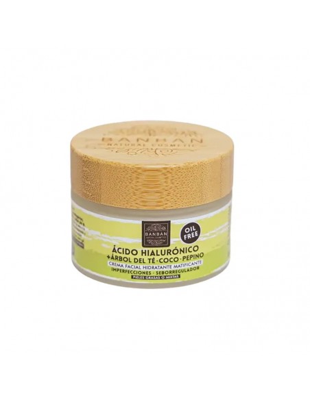 Crema facial de árbol del té y ácido hialurónico 50 ml Banban en tarro