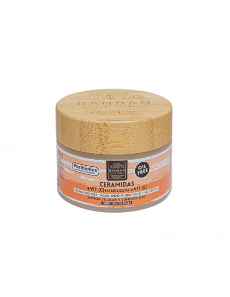 Crema mousse facial Dúo con ceramidas y vitamina C 50 ml Banban en tarro
