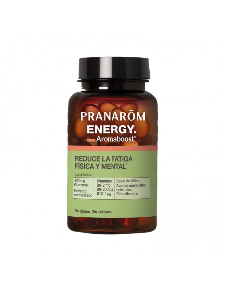 Frasco de Aromaboost Energy de Pranarom, 60 cápsulas