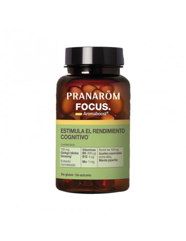 Frasco de Aromaboost Focus de Pranarom, 60 cápsulas