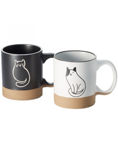 Dos modelos de taza Harley de cerámica con diseño de gato en relieve