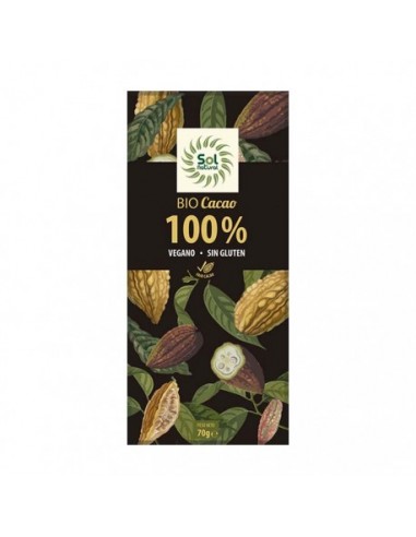 Chocolate cacao puro 100% Bio 70g Sol...
