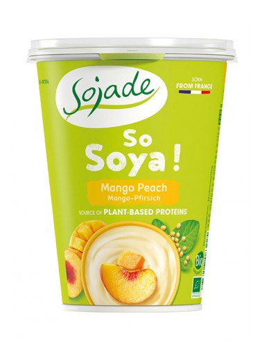 Yogur de soja con mango y melocotón...